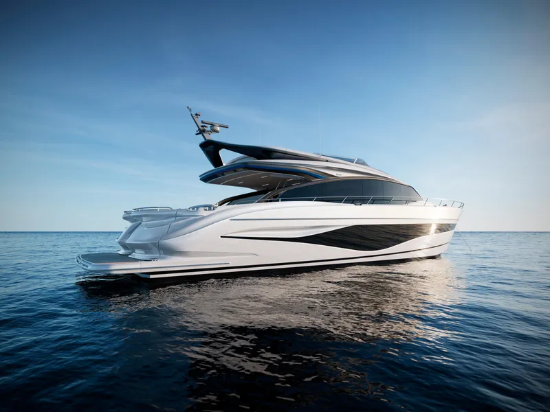Slide: The Image of Luxury Princess S80 yacht 2025 model cruising on open sea. - 8