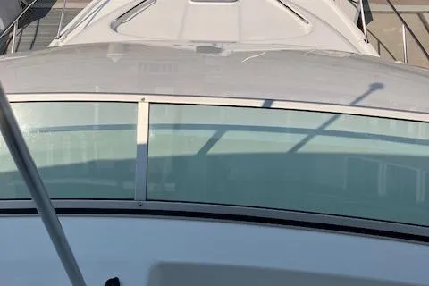 Slide: The Image of 2001 Bayliner 3988 Motoryacht, top view of the deck and windshield. - 40