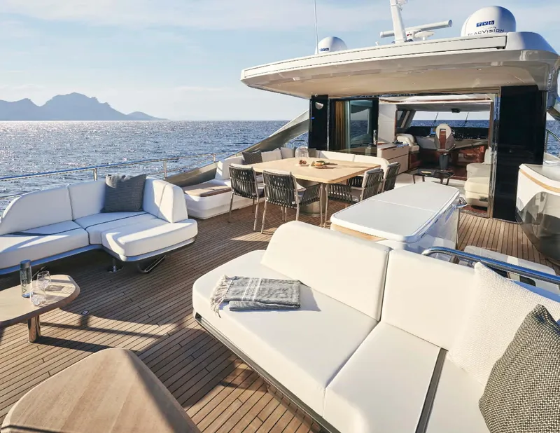 Slide: The Image of Luxurious bedroom in the 2026 Princess X80 yacht model. - 11