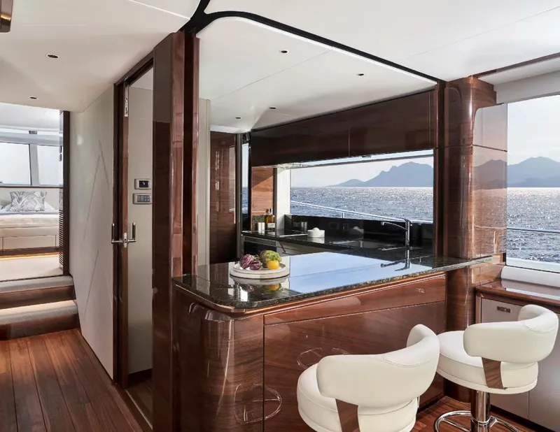 Slide: The Image of Luxurious cabin of the Princess X80 yacht, year 2026. - 12