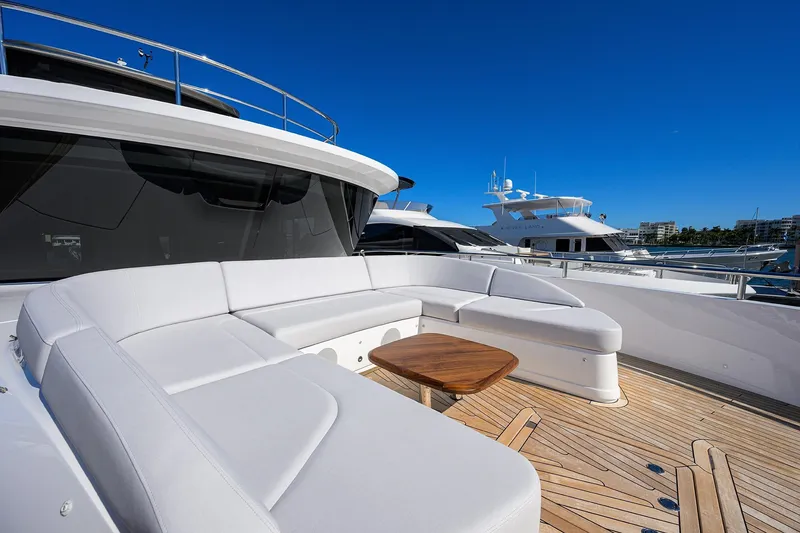 Slide: The Image of Luxury yacht Princess X80 2026 with elegant outdoor seating area. - 30