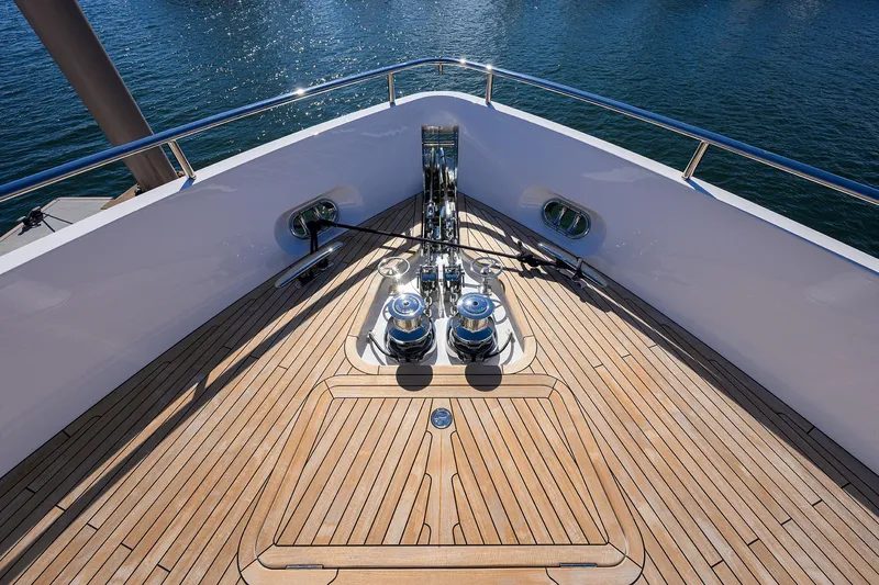 Slide: The Image of Deck of Princess X80 yacht, 2026 model, featuring wooden flooring. - 27