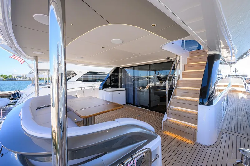 Slide: The Image of Luxurious deck of the Princess X80 yacht, model year 2026. - 36