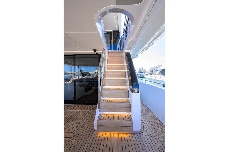 Slide: The Image of Illuminated staircase on the 2026 Princess X80 yacht. - 38