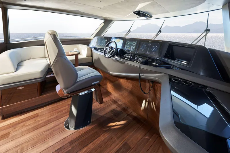 Slide: The Image of Luxurious bedroom in the 2026 Princess X80 yacht model. - 9