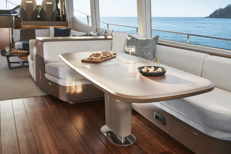 Slide: The Image of Luxurious interior of 2025 Princess Y72 Motor Yacht with modern kitchen and dining area. - 22