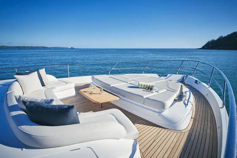 Slide: The Image of Luxurious 2025 Princess Y72 Motor Yacht with elegant deck seating and ocean view. - 7