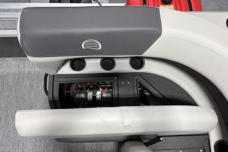 Slide: The Image of 2026 Sun Tracker Bass Buggy 16 XL Select boat seat with storage compartment and battery. - 20