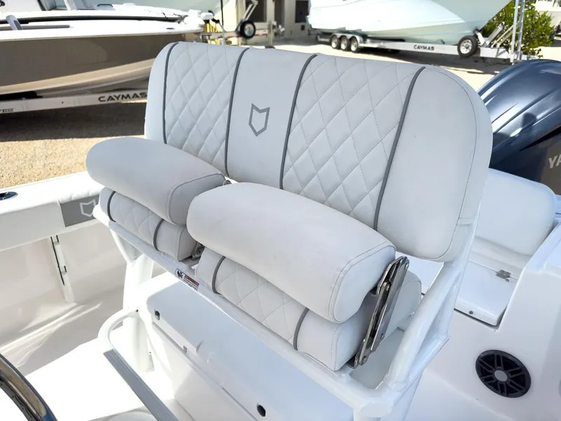 Slide: The Image of 2025 Sea Fox 228 Commander boat with cushioned seating. - 17