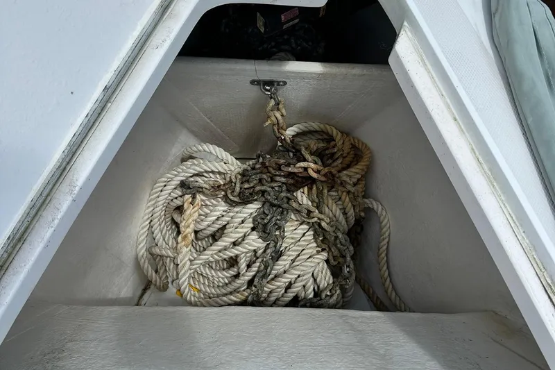 Slide: The Image of Coiled rope and chain in a Sabre 386 sailboat's storage compartment, 2007 model. - 20