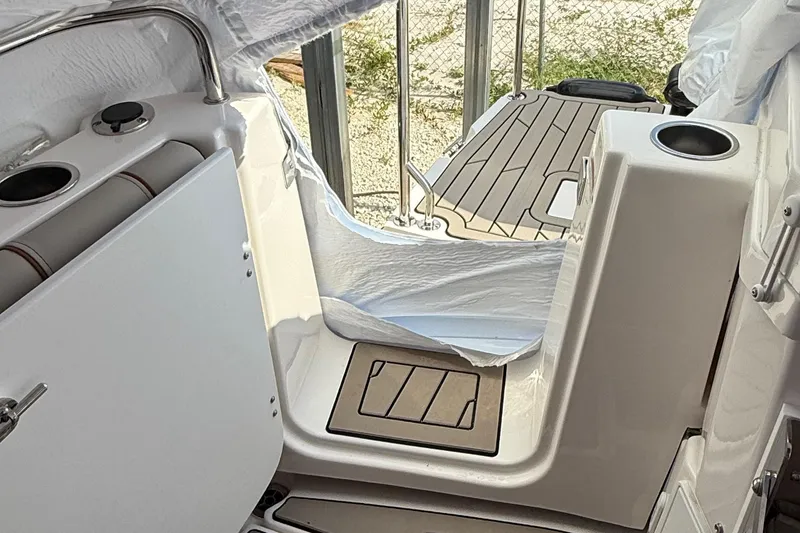 Slide: The Image of 2025 Cutwater C-32 CB boat interior with sleek design and modern amenities. - 10