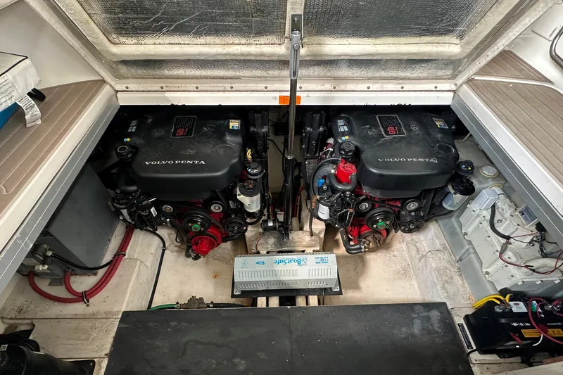 Slide: The Image of Engine compartment of 2010 Chaparral Signature 370 with dual Volvo Penta engines. - 55