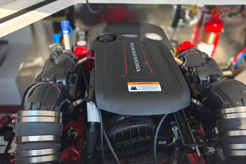 Slide: The Image of Engine compartment of 2022 Regal 28 Express with Volvo Penta engine. - 45