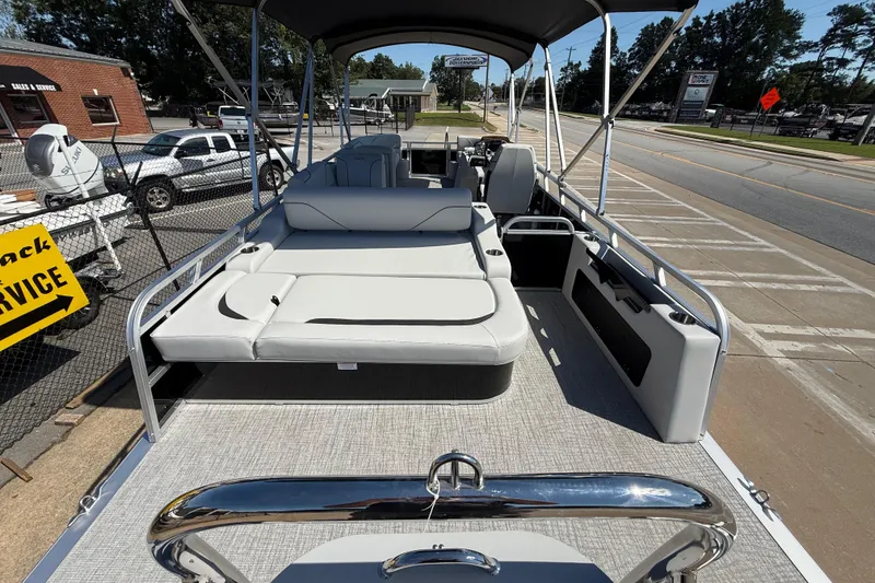 Slide: The Image of 2026 Avalon Venture 85 Versatile rear bench boat with spacious seating and modern design. - 32