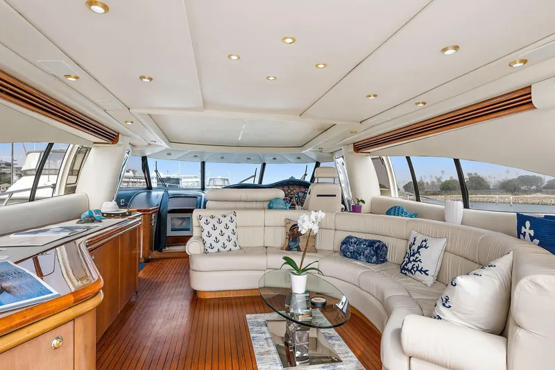 Slide: The Image of Luxurious interior of 1998 Sunseeker Predator 80 yacht with elegant seating and decor. - 7