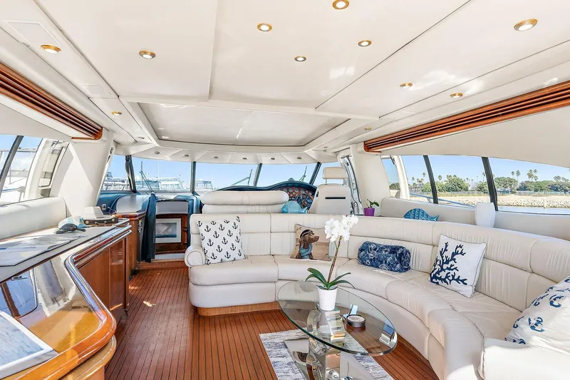 Slide: The Image of Luxurious interior of 1998 Sunseeker Predator 80 yacht with elegant seating and decor. - 8