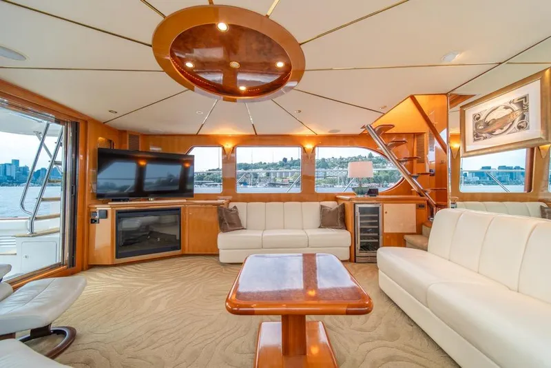 Slide: The Image of Luxurious interior of 2005 Ocean Alexander 64 Motoryacht with elegant seating and modern amenities. - 15