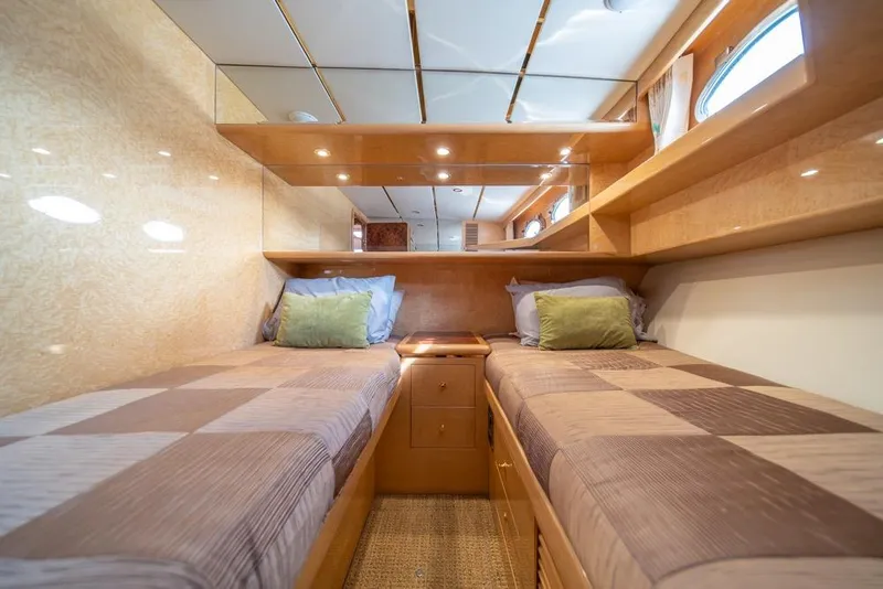 Slide: The Image of Luxurious twin cabin in 2005 Ocean Alexander 64 Motoryacht with elegant wood finishes. - 37