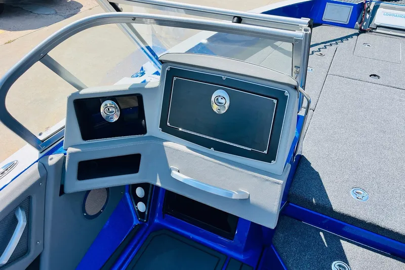 Slide: The Image of 2024 Ranger 620FS Pro boat interior with sleek dashboard and modern design. - 42