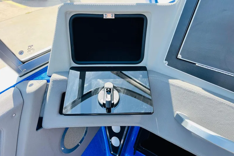 Slide: The Image of 2024 Ranger 620FS Pro boat dashboard with sleek design and modern controls. - 44