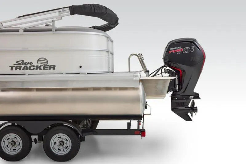 Slide: The Image of 2026 Sun Tracker Party Barge 20 DLX pontoon boat with Mercury Pro XS outboard motor. - 22