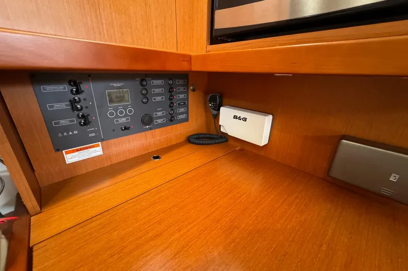 Slide: The Image of Control panel and equipment in 2017 Beneteau Oceanis 37 yacht interior. - 27