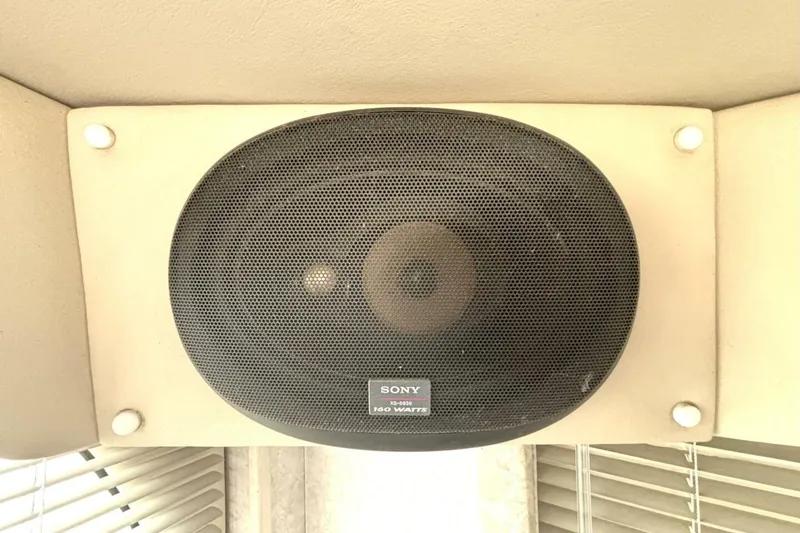 Slide: The Image of Sony speaker mounted on a Davidson 48 Sportfish yacht, 1987 model. - 48