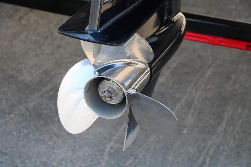 Slide: The Image of Close-up of a 2023 Sylvan Mirage Fish 820 Party Fish boat propeller. - 10