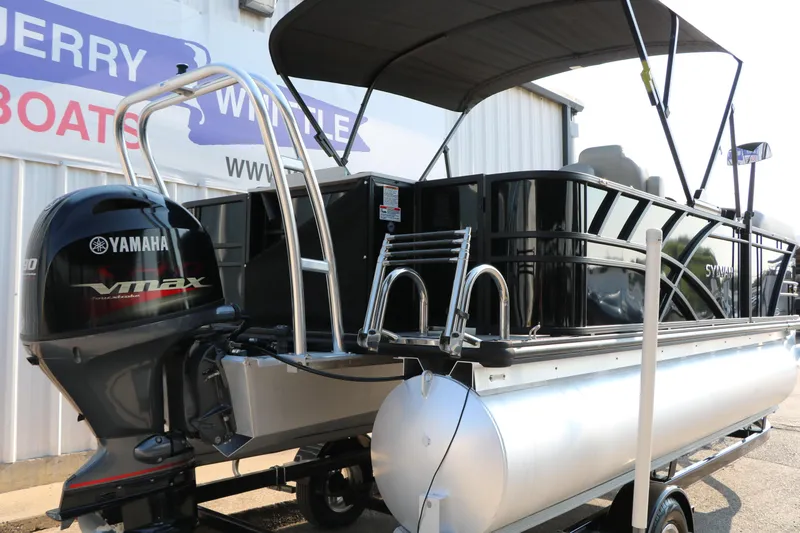 Slide: The Image of 2023 Sylvan Mirage Fish 820 Party Fish pontoon boat with Yamaha VMAX engine. - 11
