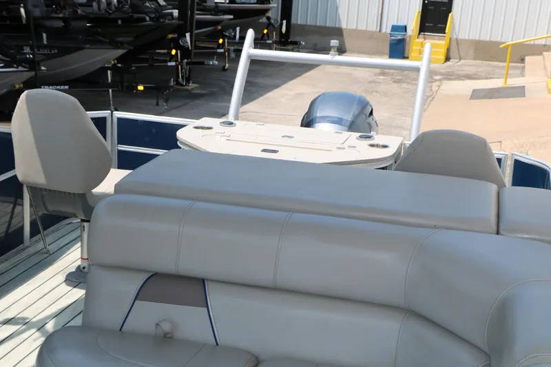 Slide: The Image of 2017 Trifecta 21 F Sts boat interior with seating and control panel. - 21