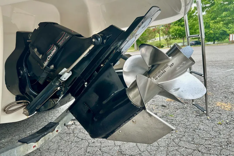 Slide: The Image of Close-up of a 2011 Chaparral 267 SSX boat's propeller and drive system. - 15