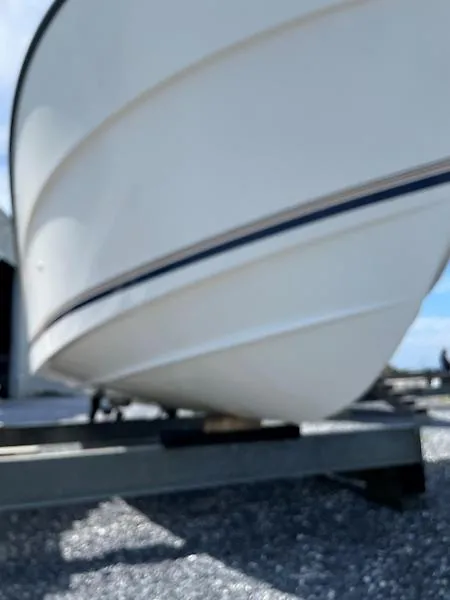 Slide: The Image of 2001 Shamrock 270 Open boat on trailer, viewed from below. - 15
