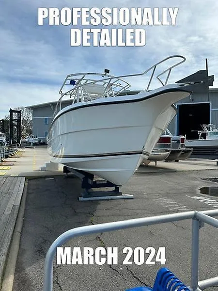Slide: The Image of 2001 Shamrock 270 Open boat, professionally detailed, docked, March 2024. - 5