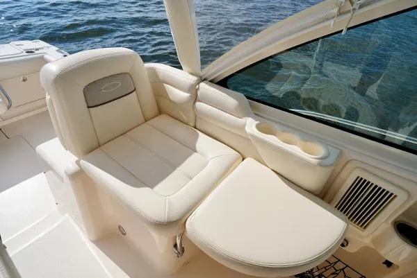 Slide: The Image of Luxurious seating on 2016 Grady-White Express 330 boat with ocean view. - 34