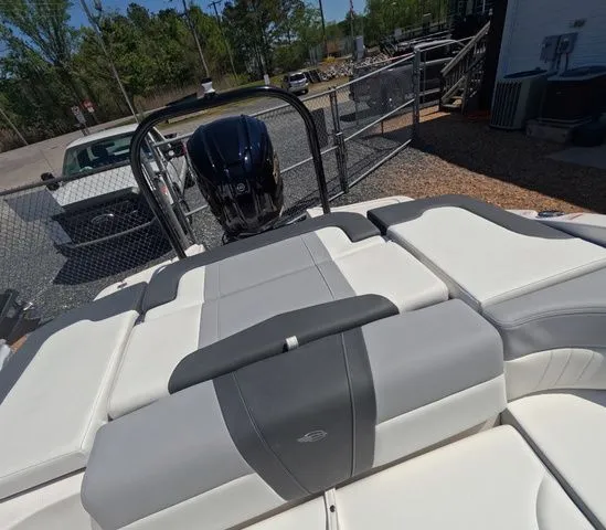 Slide: The Image of 2026 Chaparral 23 SSi OB boat with trailer, gray and white upholstery. - 10