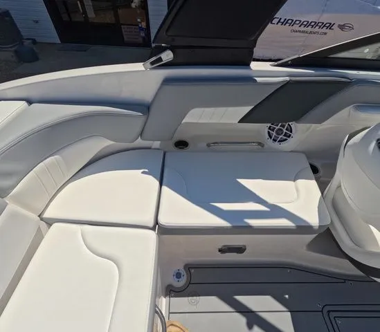 Slide: The Image of Interior of 2026 Chaparral 23 SSi OB with white upholstery. - 12