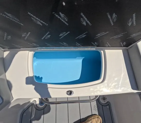Slide: The Image of Interior view of 2026 Chaparral 23 SSi OB with storage compartment. - 14