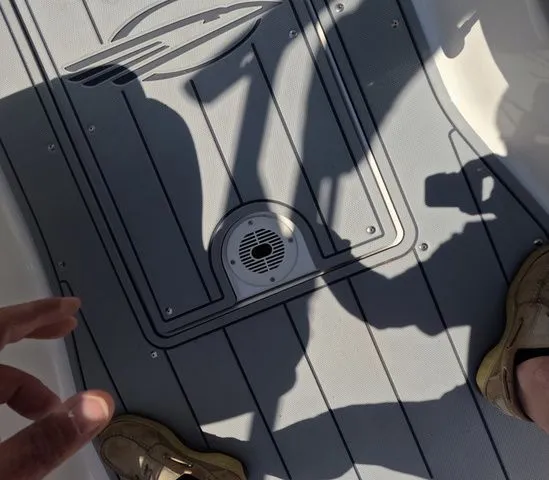 Slide: The Image of Interior of 2026 Chaparral 23 SSi OB with gray flooring. - 19