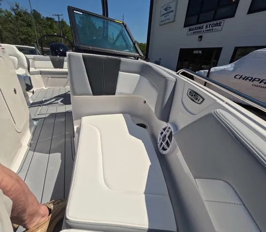 Slide: The Image of Interior view of 2026 Chaparral 23 SSi OB with luxurious seating. - 33