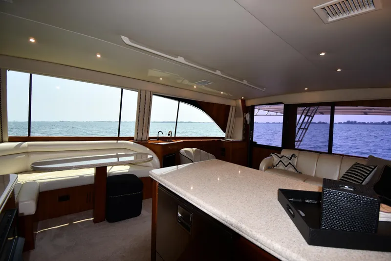 Slide: The Image of Luxurious interior of 1996 Ocean Yachts 53 Super Sport with ocean view. - 44