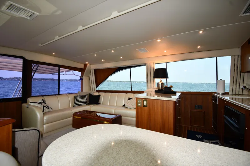 Slide: The Image of Luxurious interior of 1996 Ocean Yachts 53 Super Sport with ocean view. - 42