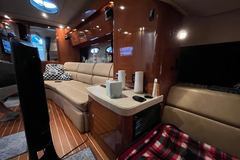 Slide: The Image of Luxurious interior of 2007 Regal 3760 IB Commodore yacht with plush seating and modern amenities. - 33