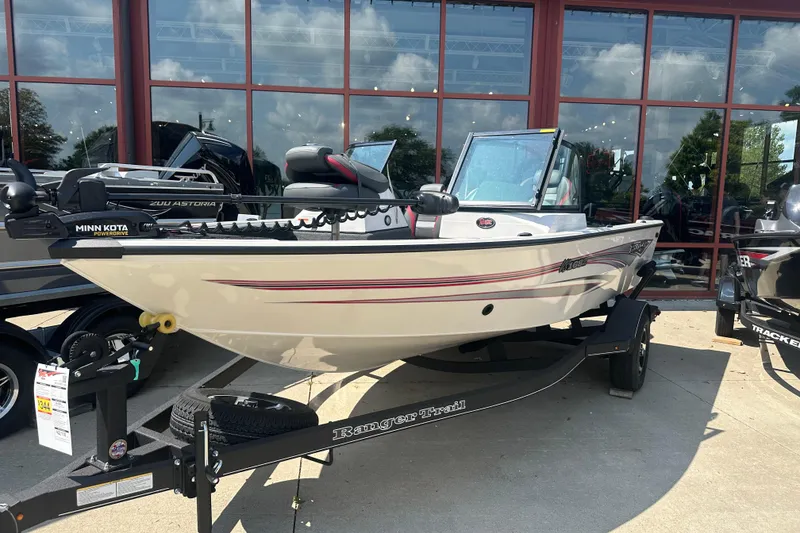 The Image of 2025 Ranger VS1682SC Reata boat on trailer, displayed outdoors. - 0