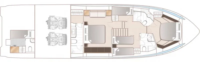 Slide: The Image of Floor plan of 2025 Princess S65 yacht, showcasing luxurious interior layout and engine room. - 23