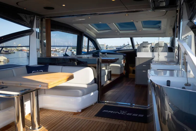 Slide: The Image of Luxurious interior of the 2026 Princess V55 Express yacht. - 10