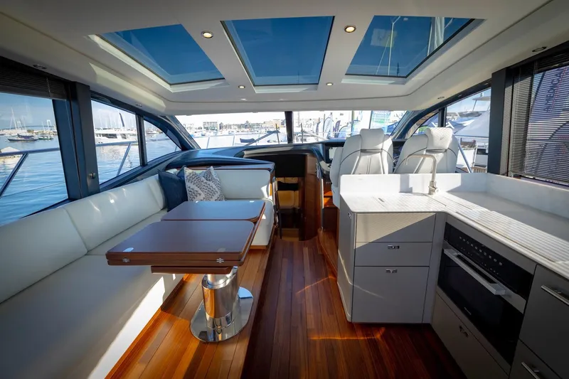 Slide: The Image of Luxurious interior of the 2026 Princess V55 Express yacht. - 12