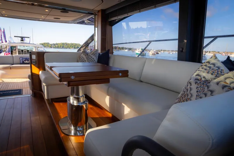 Slide: The Image of Luxurious interior of the 2026 Princess V55 Express yacht. - 13