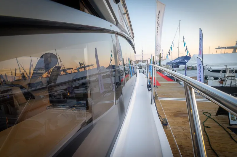 Slide: The Image of Luxurious interior of the 2026 Princess V55 Express yacht. - 19