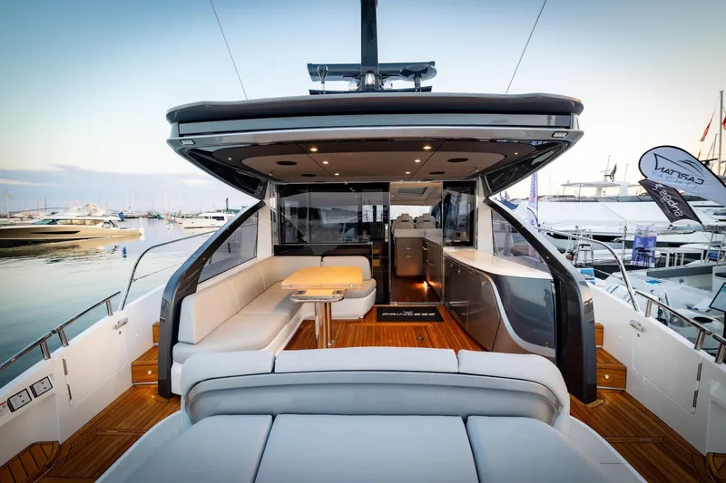 Slide: The Image of Luxurious bathroom of the 2026 Princess V55 Express yacht. - 23