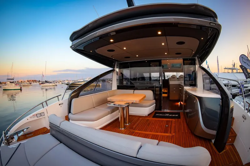 Slide: The Image of Luxurious bathroom in Princess V55 Express 2026 yacht. - 25